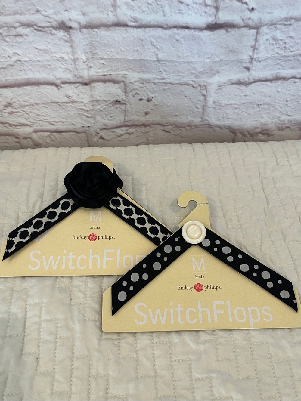 lindsay phillips Black and White Polka Dot SwitchFlops Strap Set